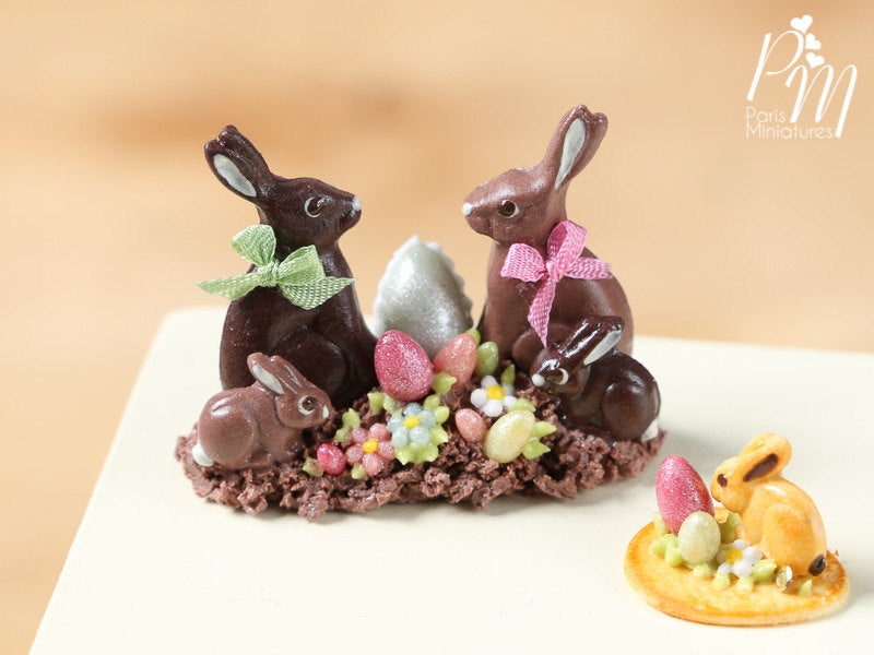 Chocolate Easter Rabbit Family Display (A) - Miniature Food – Paris ...