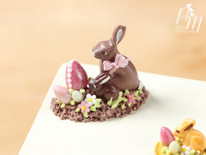 Chocolate Easter Rabbit Family Display (G) - Miniature Food in 12th Scale