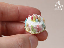 Load image into Gallery viewer, Miniature Easter Cake Decorated with Colourful Bunnies and Eggs in White Cream Nest
