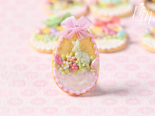 Load image into Gallery viewer, Easter Shortbread Cookie “Basket” Decorated with Rabbit, Blossoms, Egg, Bunny, Light Pink Silk Bow